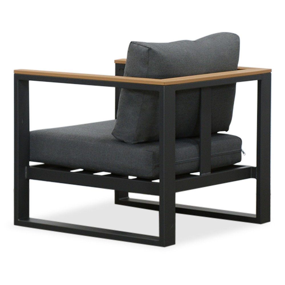 Nebraska stoel-bank loungeset 5 personen | aluminium + polywood | antraciet | 5-delig