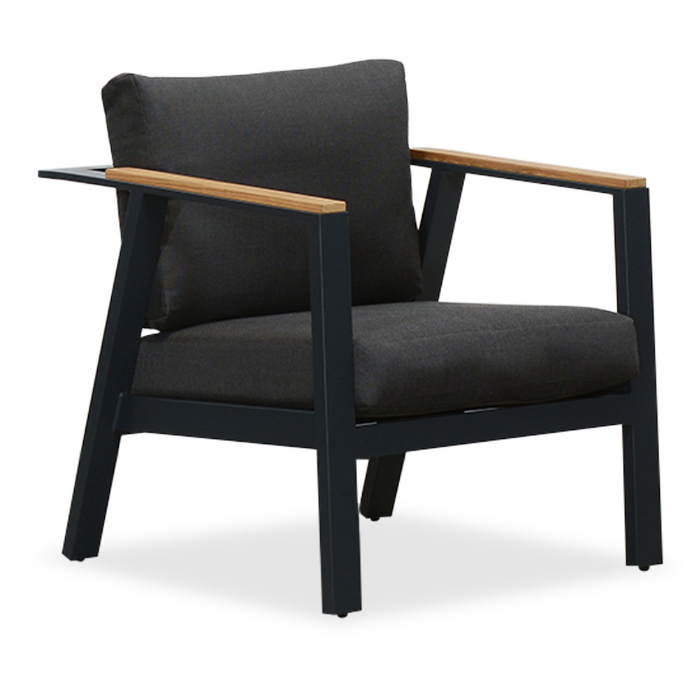 Gerona stoel-bank loungeset 5 personen | aluminium + teakhout | antraciet | 4-delig