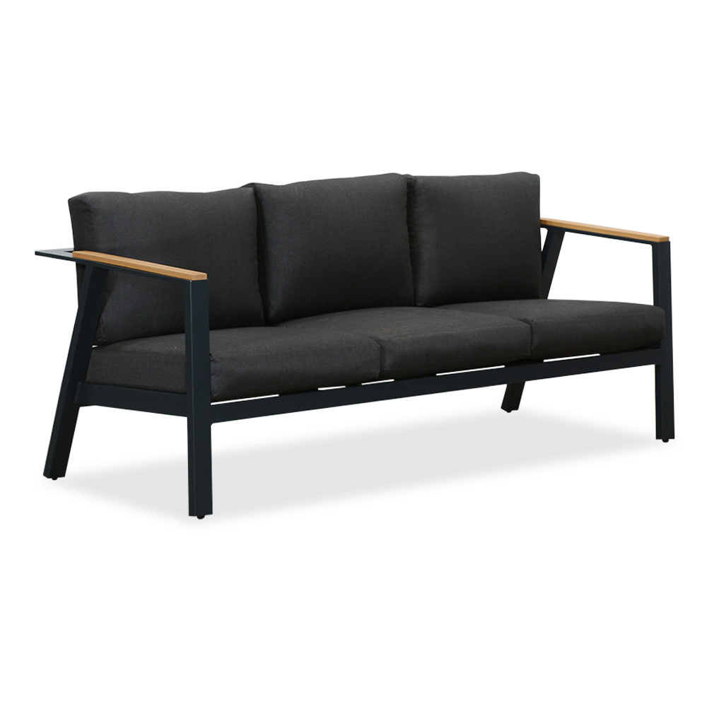 Gerona stoel-bank loungeset 5 personen | aluminium + teakhout | antraciet | 4-delig