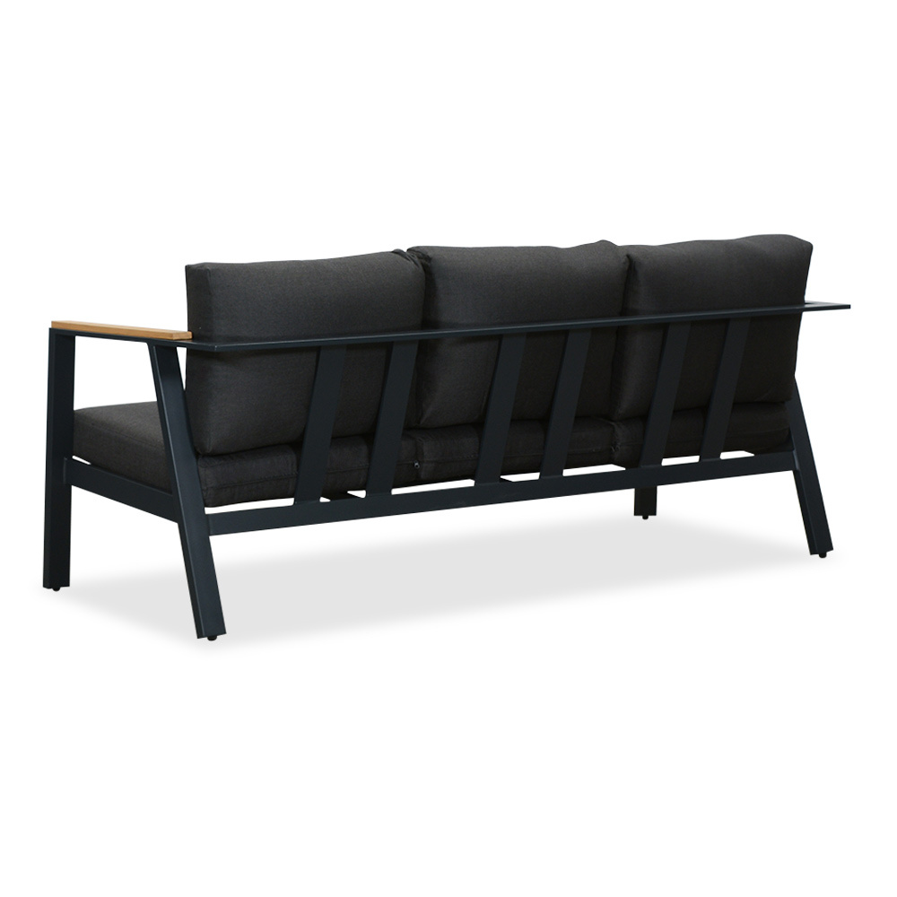 Gerona stoel-bank loungeset 5 personen | aluminium + teakhout | antraciet | 4-delig