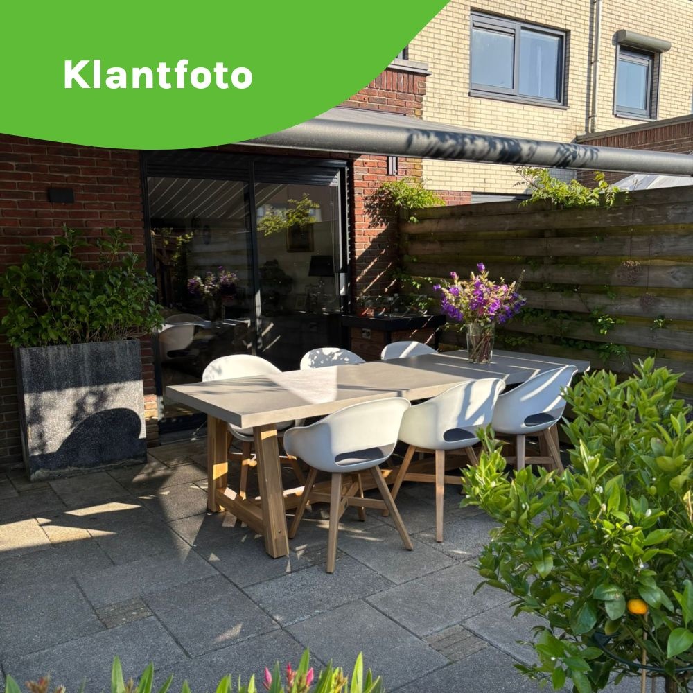 Veltis dining tuintafel 6 personen | polystone + hardhout | betonlook | 250cm