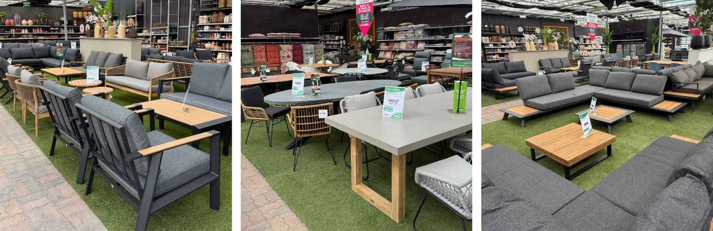 Tuinmeubelen assortiment showroom Beuningen
