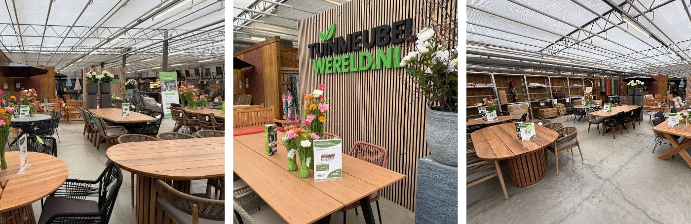 Tuinmeubelen assortiment showroom Grootegast