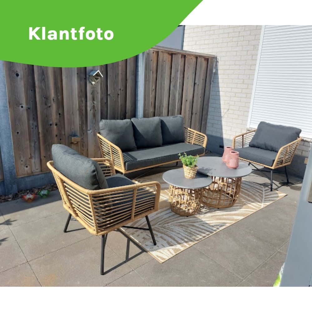 Flow loungestoel tuin set van 2 | wicker + aluminium | Bamboo antraciet