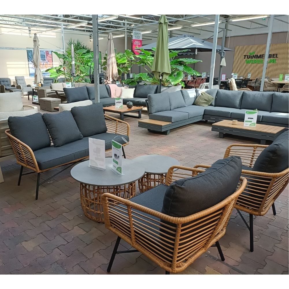 Flow loungestoel tuin set van 2 | wicker + aluminium | Bamboo antraciet