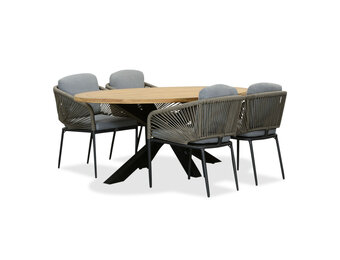 Cleve/Savanna dining tuinset | 4 personen | teakhout + aluminium | 200cm ovaal