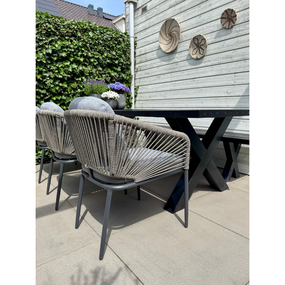 Cleve/Savanna dining tuinset | 4 personen | teakhout + aluminium | 200cm ovaal