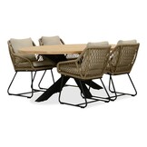 Cleve/Portofino Sahara Dust dining tuinset | 4 personen | teakhout + touw | 200cm ovaal