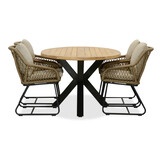 Cleve/Portofino Sahara Dust dining tuinset | 4 personen | teakhout + touw | 200cm ovaal