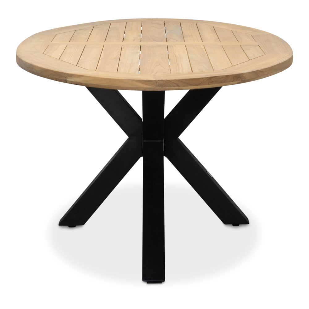 Cleve/Karlstad zwart dining tuinset | 4 personen | teakhout + kunststof | 200cm ovaal