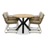 Cleve/Harper Sahara Dust dining tuinset | 4 personen | teakhout + touw | 200cm ovaal