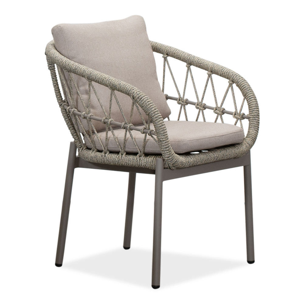 Cleve/Dakota beige dining tuinset | 4 personen | teakhout + touw | 200cm ovaal