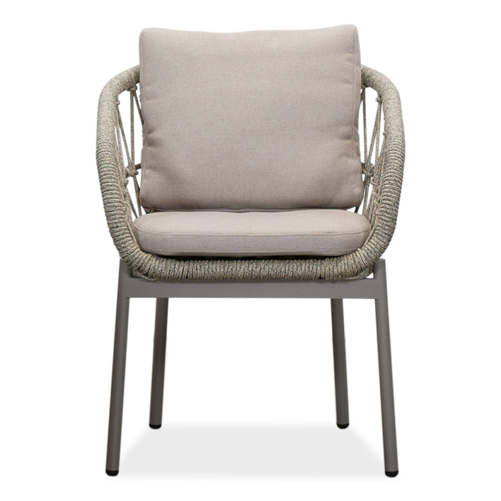 Cleve/Dakota beige dining tuinset | 4 personen | teakhout + touw | 200cm ovaal