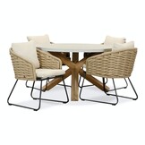Nancy/Ropera Sahara Dust dining tuinset | 4 personen | betonlook + touw | 135cm rond