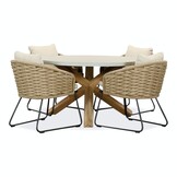 Nancy/Ropera Sahara Dust dining tuinset | 4 personen | betonlook + touw | 135cm rond