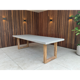 Lausanne/Dakota grijs dining tuinset | 6 personen | betonlook + touw | 250cm