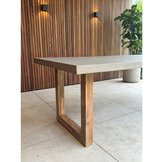 Lausanne/Seville hout zwart dining tuinset | 6 personen | betonlook + touw | 250cm