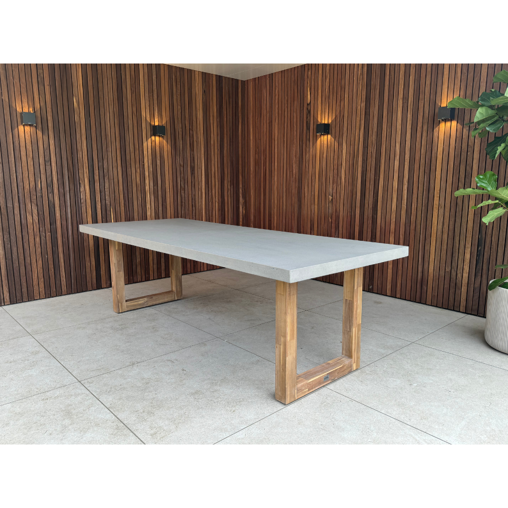 Lausanne/Rico zand dining tuinset | 6 personen | betonlook + aluminium | 250cm