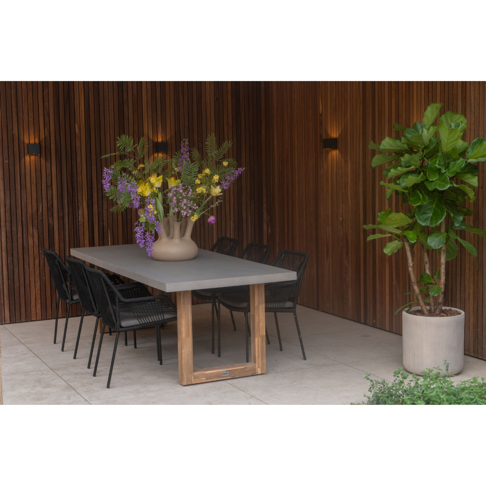 Lausanne/Lucca dining tuinset | 6 personen | betoonlook + wicker | 250cm