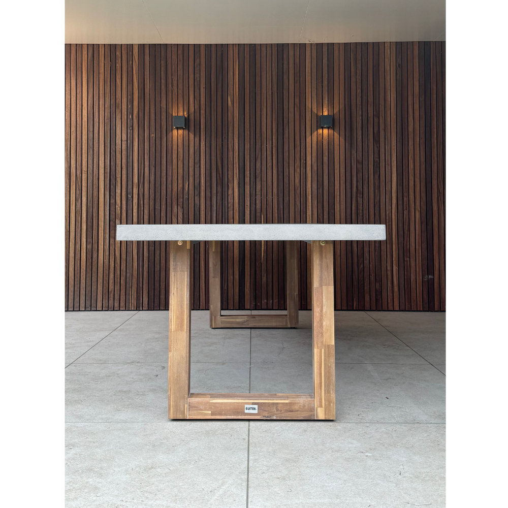 Lausanne/Lucca dining tuinset | 6 personen | betoonlook + wicker | 250cm