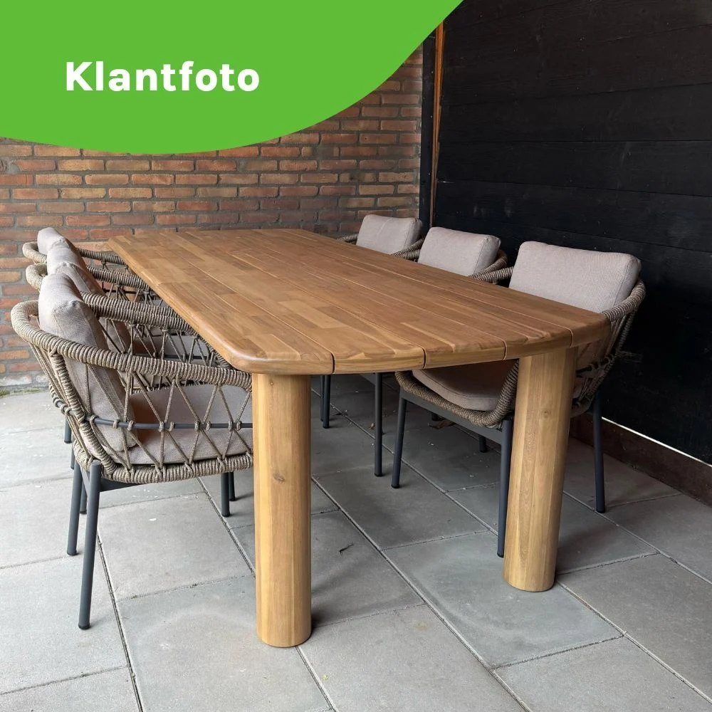 Laredo/Tulum Lava Grey dining tuinset | 6 personen | hardhout + touw | 255cm