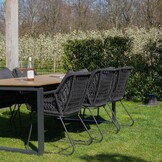 Portofino dining tuinstoel set van 6 | touw + RVS | zwart