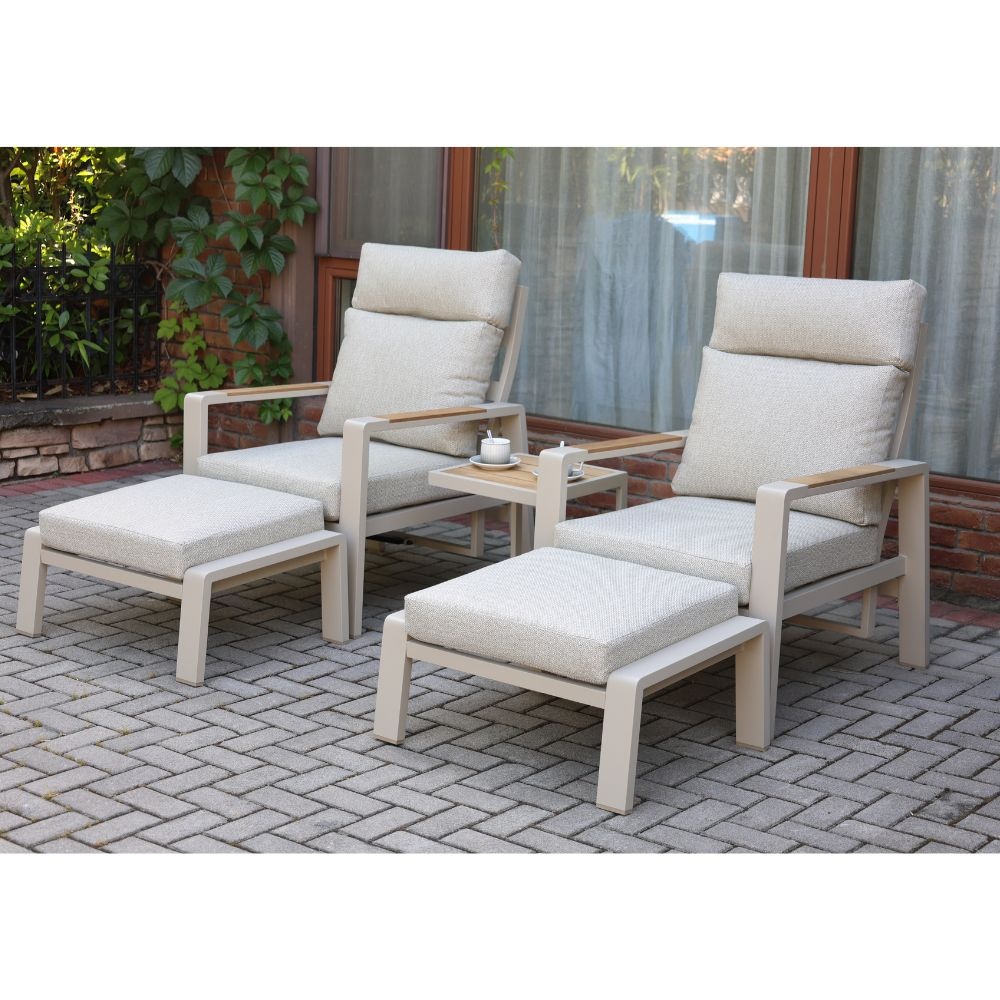 Manhattan lounge balkonset 2 personen | aluminium + polywood | beige | 5-delig