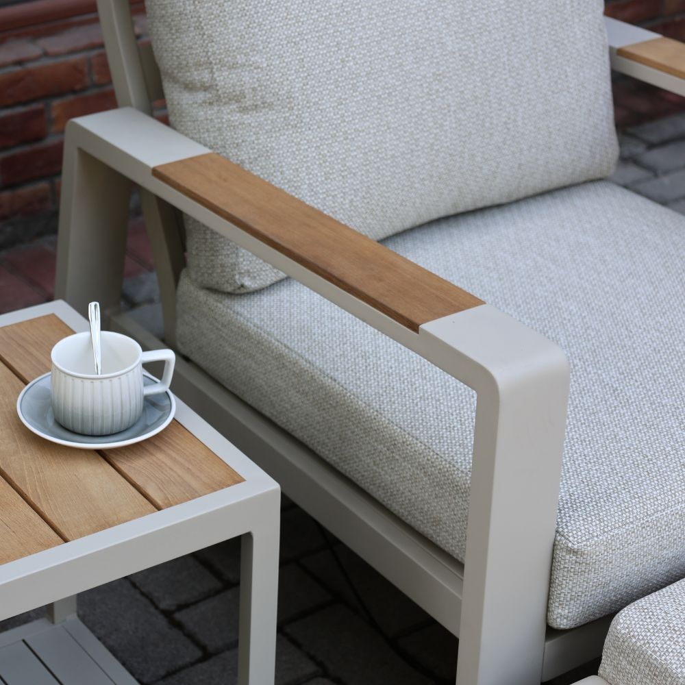 Manhattan lounge balkonset 2 personen | aluminium + polywood | beige | 5-delig