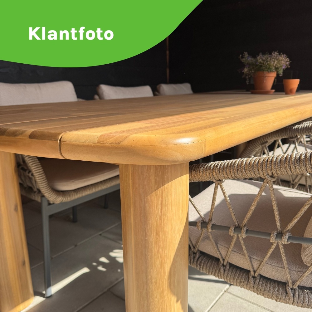 Laredo/Dakota beige/antraciet dining tuinset | 6 personen | hardhout + touw | 255cm