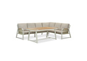 Como dining loungeset 6 personen | aluminium + polywood | beige | 4-delig - 271x210cm