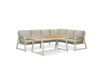 Como dining loungeset 6 personen | aluminium + polywood | beige | 4-delig - 271x210cm