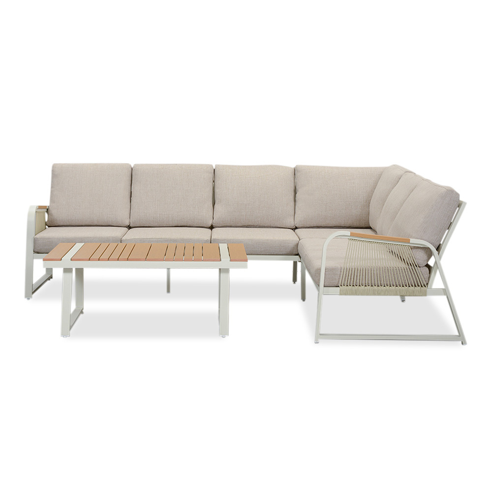 Como hoek loungeset 6 personen | aluminium + polywood | beige | 4-delig - 271x210cm