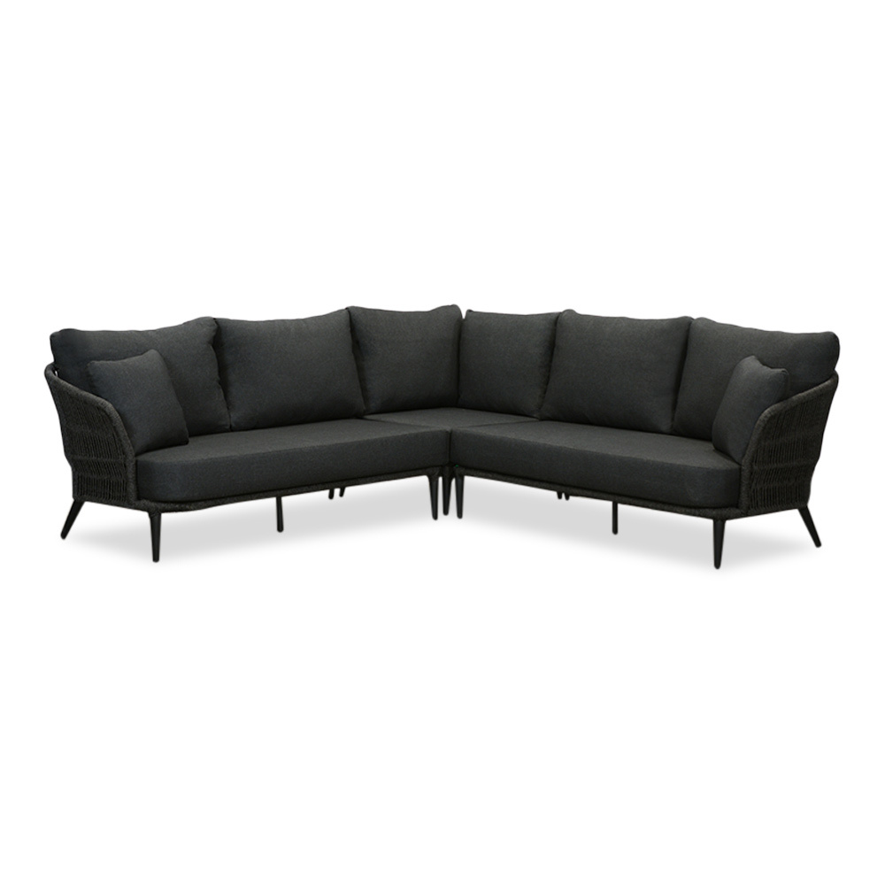 Palermo hoek loungeset 5 personen | aluminium + touw | Lava Grey | 4-delig - 230x230cm