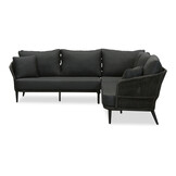 Palermo hoek loungeset 5 personen | aluminium + touw | Lava Grey | 4-delig - 230x230cm