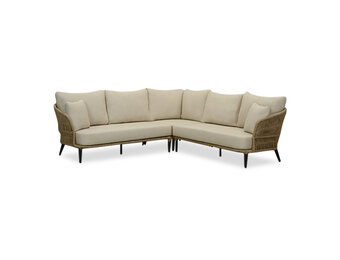 Palermo hoek loungeset 5 personen | aluminium + touw | Sahara Dust | 4-delig - 230x230cm