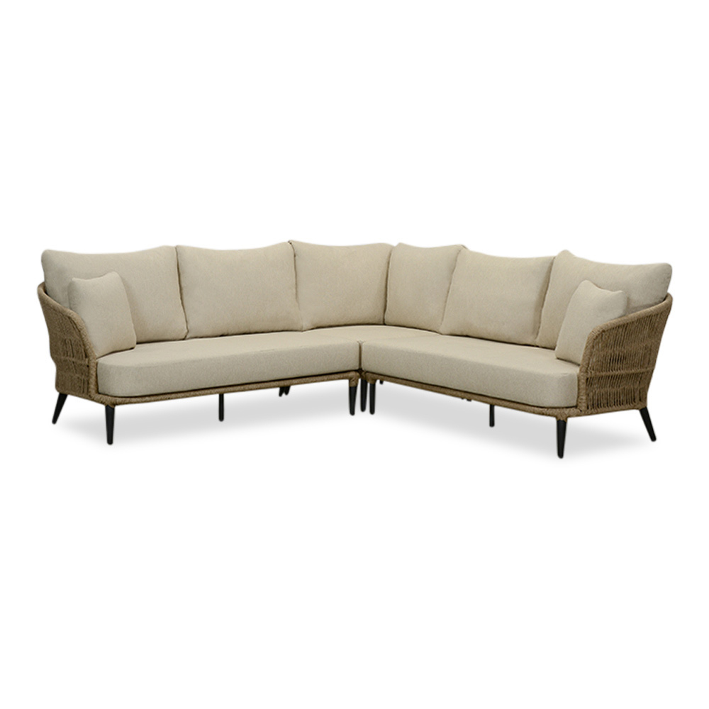 Palermo hoek loungeset 5 personen | aluminium + touw | Sahara Dust | 4-delig - 230x230cm