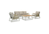 Como stoel-bank loungeset - 5 personen | aluminium + polywood | beige | 3-delig