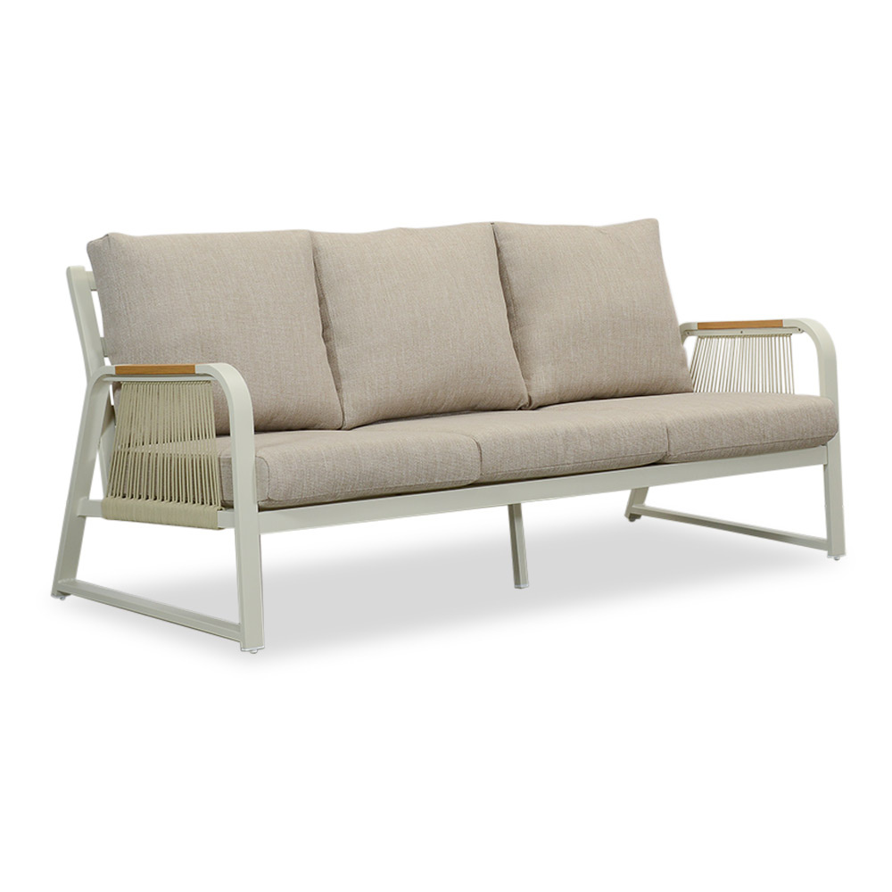 Como stoel-bank loungeset - verstelbaar 5 personen | aluminium + polywood | beige | 3-delig