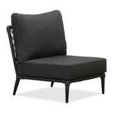 Palermo hoek loungeset met tussenmodule & betonlook tafels 6 personen | aluminium + touw | Lava Grey