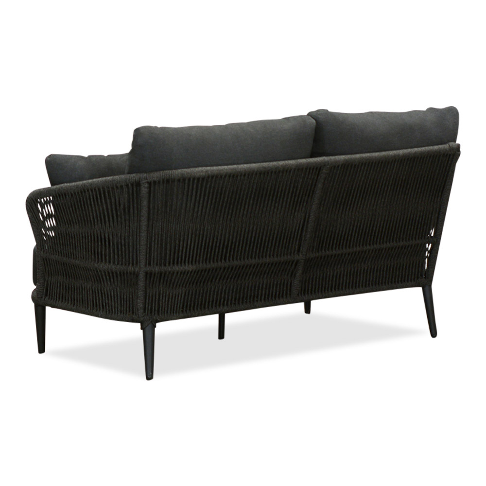 Palermo hoek loungeset met tussenmodule & betonlook tafels 6 personen | aluminium + touw | Lava Grey