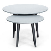 Palermo hoek loungeset met tussenmodule & betonlook tafels 6 personen | aluminium + touw | Lava Grey