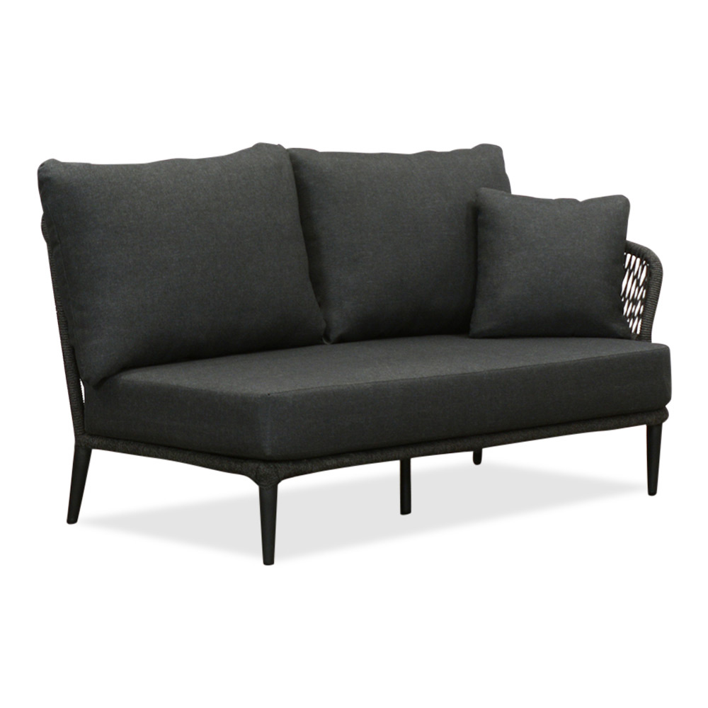 Palermo hoek loungeset met betonlook tafels 5 personen | aluminium + touw | Lava Grey | 6-delig