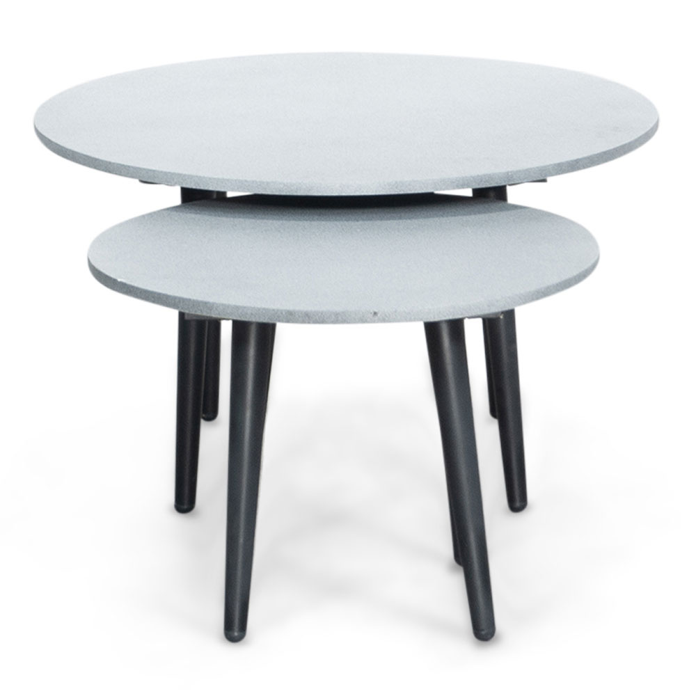 Palermo hoek loungeset met betonlook tafels 5 personen | aluminium + touw | Lava Grey | 6-delig