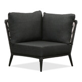 Palermo hoek loungeset met tussenmodule & teak tafels 6 personen | aluminium + touw | Lava Grey