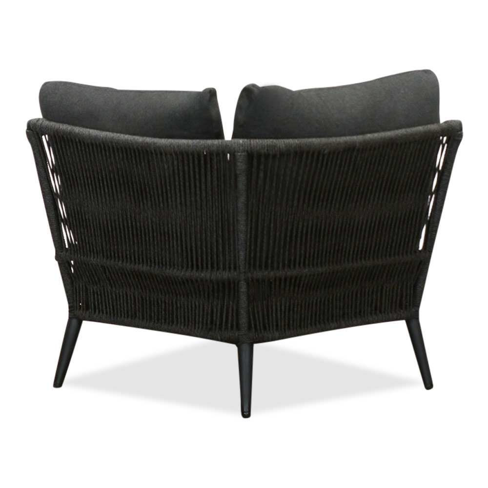 Palermo hoek loungeset met tussenmodule & teak tafels 6 personen | aluminium + touw | Lava Grey