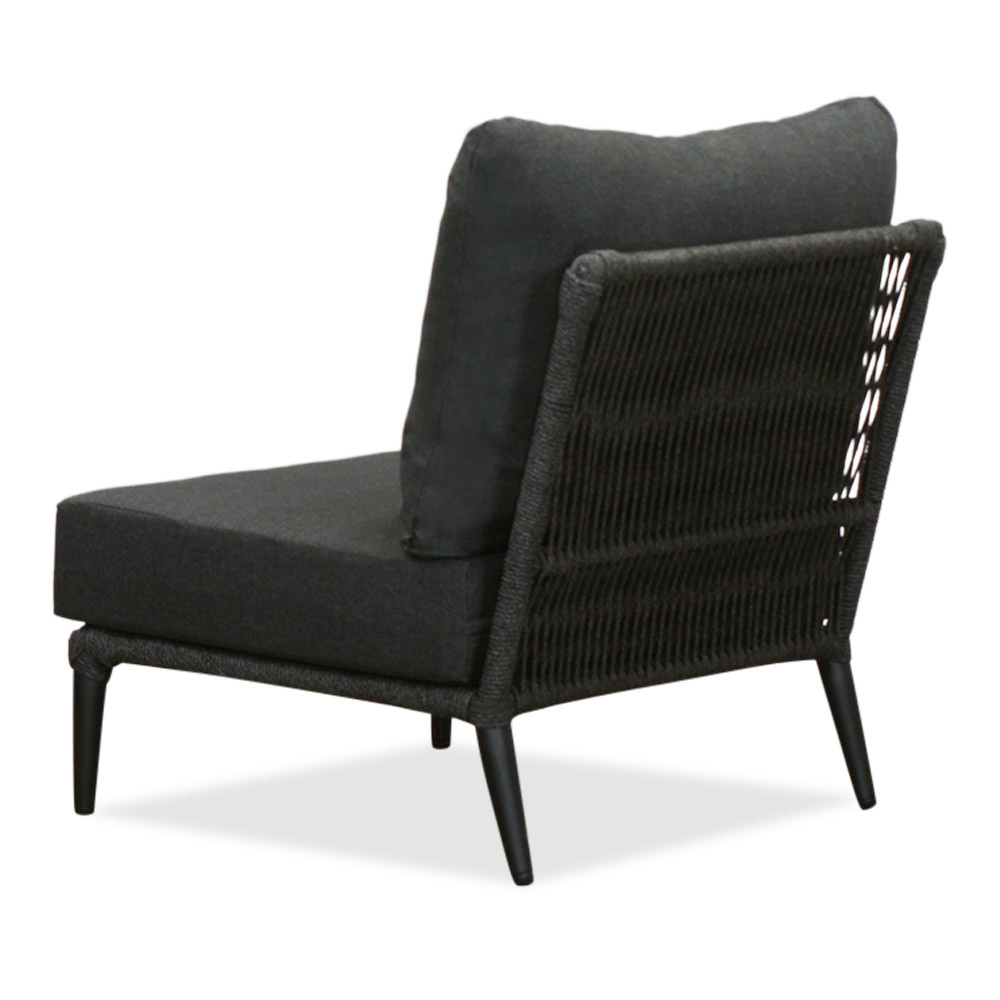 Palermo hoek loungeset met tussenmodule & teak tafels 6 personen | aluminium + touw | Lava Grey