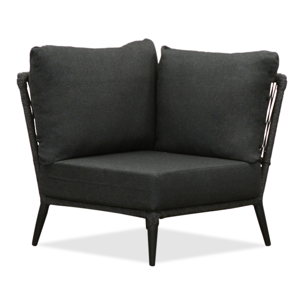 Palermo hoek loungeset met teak tafels 5 personen | aluminium + touw | Lava Grey | 6-delig