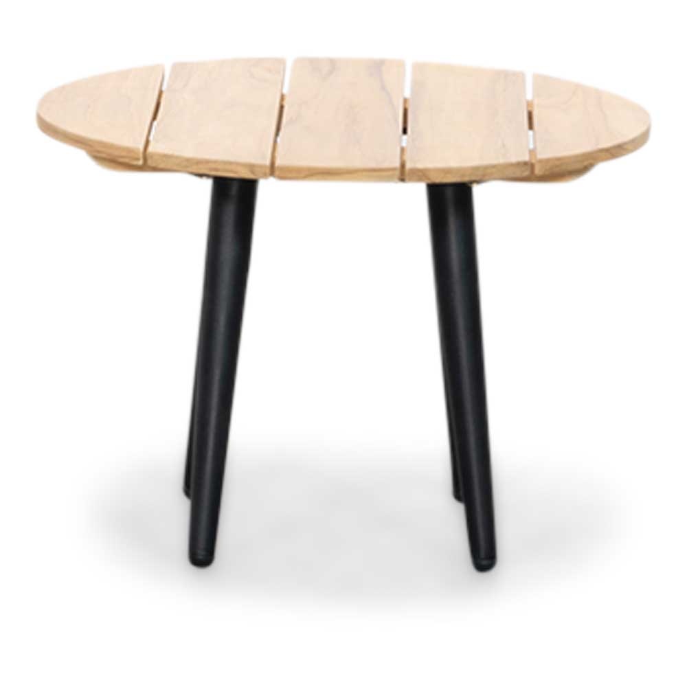 Palermo hoek loungeset met teak tafels 5 personen | aluminium + touw | Lava Grey | 6-delig