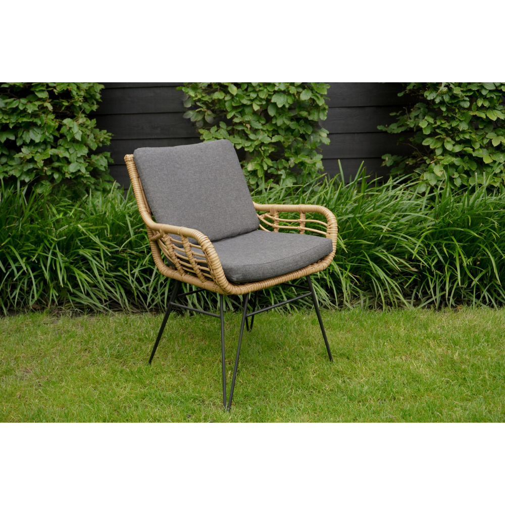 Vigo/Carlos antraciet dining tuinset | 4 personen | teakhout + wicker | 200cm