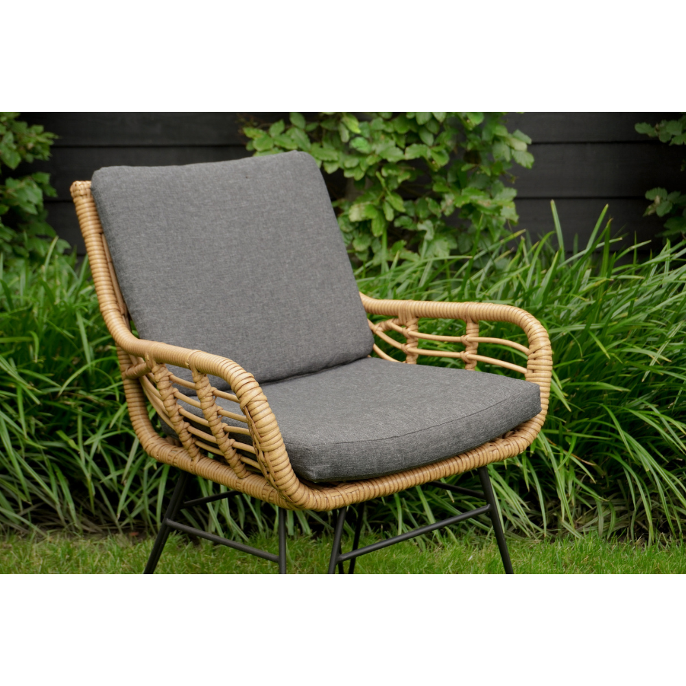 Velora/Carlos antraciet dining tuinset | 4 personen | travertin + wicker | 200cm